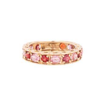 Ring with pink to orange sapphires,