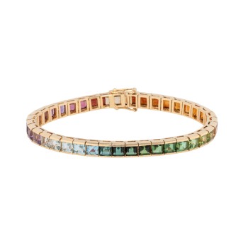Rainbow&quot; bracelet made from fine colored stone carrés,