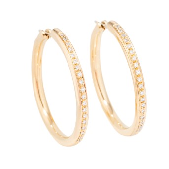 WEMPE pair of hoop earrings with 38 brilliant-cut diamonds,