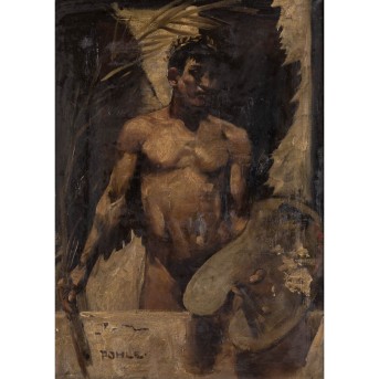 PORTRAIT ARTISTS OF THE BEGINNING OF THE XX CENTURY &quot;Male nude with painting palette&quot;