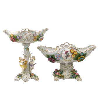 SITZENDORF 2 Tafelaufsätze, 20. Jh.