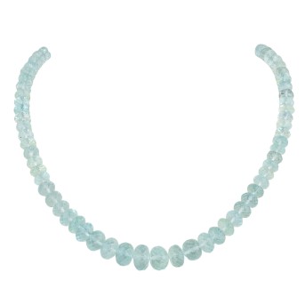 Necklace made from fine faceted aquamarine rondelles