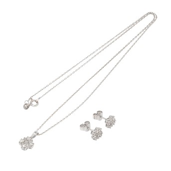 Jewelry set ear studs and pendant with chain,