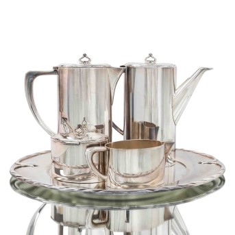 CHRISTOPH WIDMANN, 4-tlg. Kaffee- und Teekern mit Tablett, versilbert, 20. Jh.