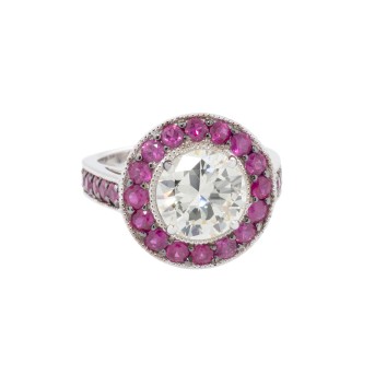 Ring mit Diamant im Altschliff 2,90 ct, GET (M)/VS1,