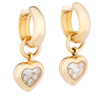 CHOPARD Creolen mit Herzhängern "Happy Diamonds",