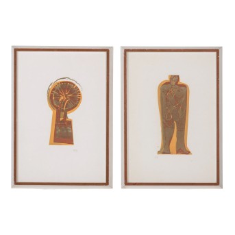 GRIESHABER, HAP (Helmut Andreas Paul, 1909-1981), 2 Blatt aus "Das andere Ufer vor Augen",