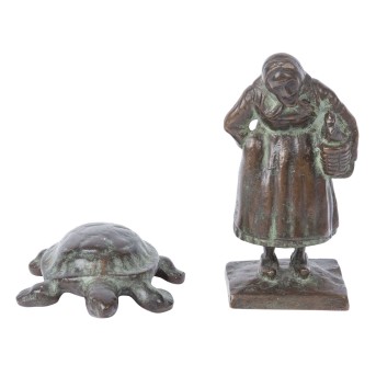PICTURES/IN 19th/20th century, 2 bronze figures,