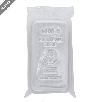 HEIMERLE + MEULE SILBERbarren - 1000g Silber fein, gegossener Silberbarren, Heimerle+Meule,