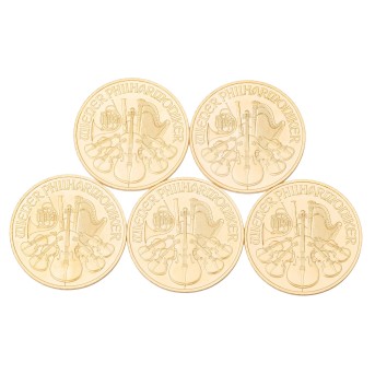 Österreich /GOLDLot - 5 x 1 oz Philharmoniker, 100 Euro 2013