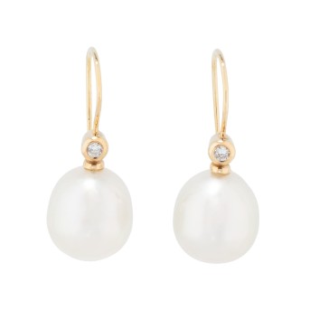 Paar Ohrhänger mit Perlen und Brillanten,