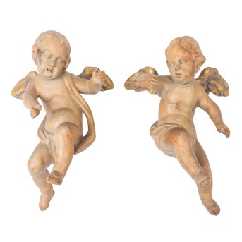PAIR OF CARVED PUTTI