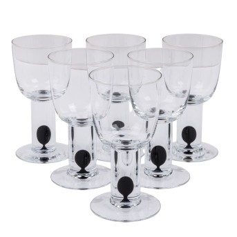 IITTALA, Finnland,  6 Rotweingläser 'OLLIIVI', 20. Jh.