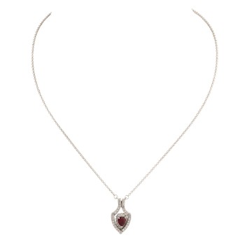 Necklace with ruby drops and diamonds totaling approx. 0.2 ct,
