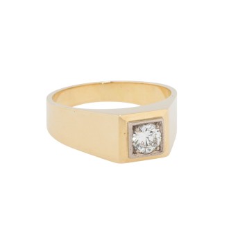 Men's solitaire ring with brilliant-cut diamond of approx. 0.5 ct,