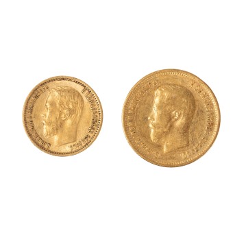 Russland /GOLD - Zar Nikolai II. 1x 5 Rb & 1x 10 Rb. 1899