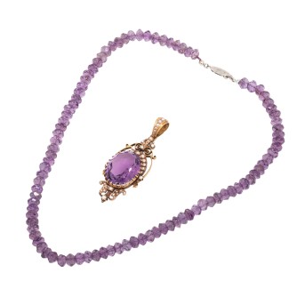 Konvolut aus antikem Anhänger mit Amethyst