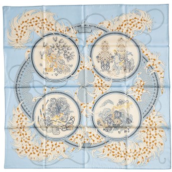 HERMÈS silk carré 'LÈGENDE BRODÉE',