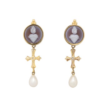 DRACHENFELS earrings with agate cameo,
