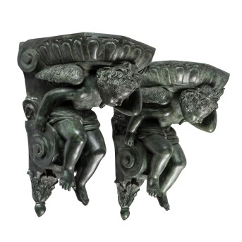 Paar Wandkonsolen mit Putti, 20. Jh.
