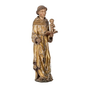 CARVED FIGURE OF ST. ANTONIUS WITH THE CHILD JESUS