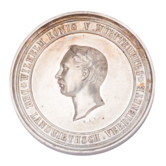Dt. Reich - WÜRTTEMBERG, Wilhelm I. / Silbermedaille für landwirtschaftlichen Verdienst o.J.