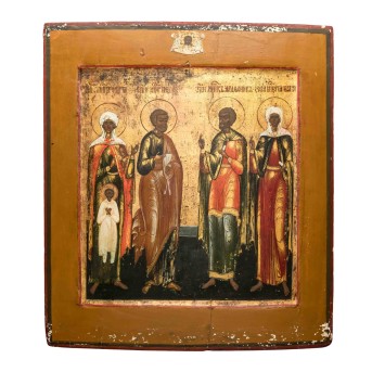 IKONE "fünf Heilige", Russland, um 1850,