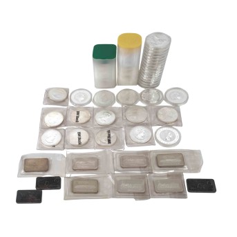 Collection of 75 silver ounces with a total of approx. 2.3 kg of fine silver,