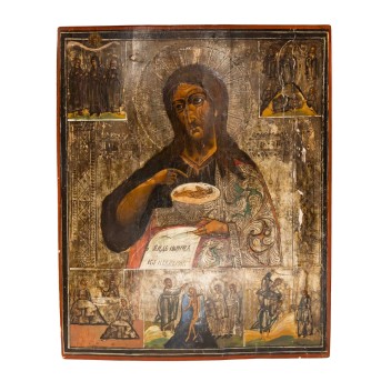 IKONE 'Johannes der Täufer mit Täufling', RUSSLAND 18. Jh.,