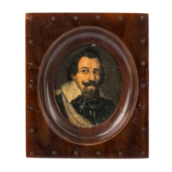 MALER der holländischen Schule 16/17. Jh.,  Miniaturportrait "Edelmann",