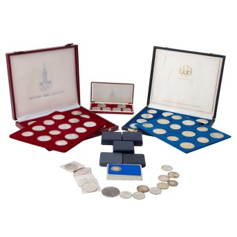 All World / USSR / Canada lot of 82 coins and medals in total 1775g Ag fine