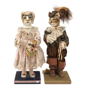 L'ARBRE À PAIN Figurenpaar 'Katze' und 'gestiefelter Kater', 20. Jh.