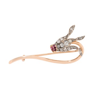 Art Nouveau fine flower brooch &quot;Cyclamen&quot;