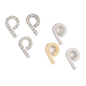 Set of 6 pins &quot;P&quot; with diamonds totaling approx. 1.15 ct,