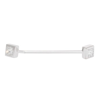 Collar pin with 2 princess diamonds, each approx. 1 ct,