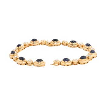 Bracelet with sapphire cabochons and diamonds totaling approx. 1.5 ct,