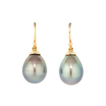 Paar Ohrhänger mit 2 Tahitiperlen,