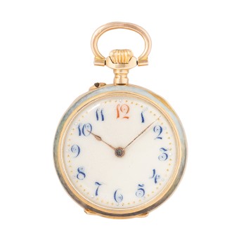 LECOULTRE feine Damen-Umhängeuhr mit Miniaturmalerei.