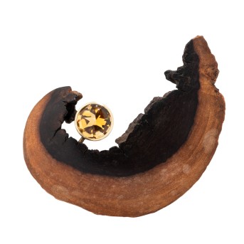 UNIKAT Brosche aus Holz mit rundem Citrin