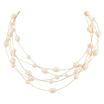 Mehrreihiges Collier mit Süßwasserperlen