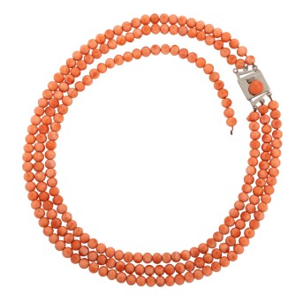 Collier 3-reihig aus lachsfarbenen Korallen