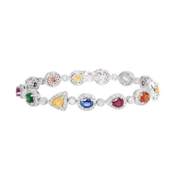 Fine bracelet, decorated with 13 multicolor sapphires totaling 12.45 cts. 