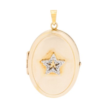 Medaillon 'Stern' besetzt mit 20 Achtkantdiamanten zus. 0,11 ct (grav.),