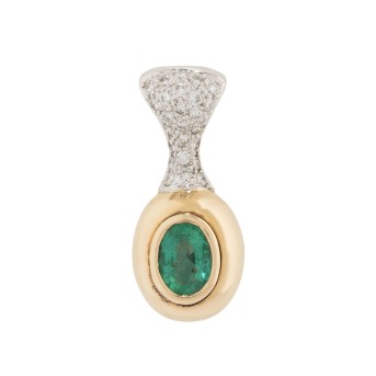 Clip pendant with emerald and diamonds totaling approx. 0.72 ct,