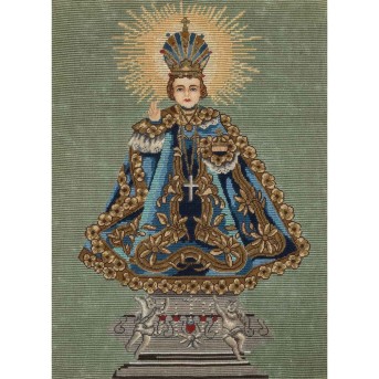 Petit Point Stickerei "PRAGER JESULEIN", um 1900/Anfang 20. Jh.,