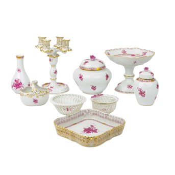 HEREND 9-tlg Konvolut Gefäße und Tafelzier, 20. Jh.