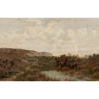 PIKE, SIDNEY (1858-1923), &quot;English moor landscape with a small lake&quot;,