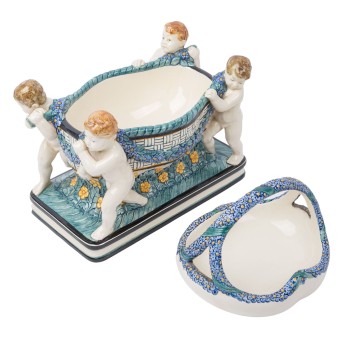 KARLSRUHER MAJOLIKA 2 centerpiece bowls, 20th century