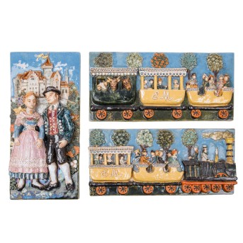 3-piece set of relief panels, UNIQUE, 1970s.