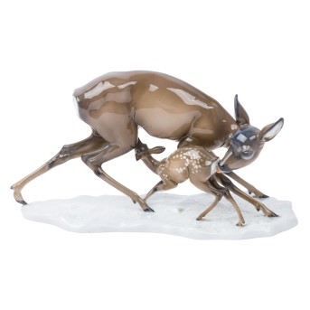 ROSENTHAL Tierfigurengruppe 'Reh mit Kitz', 20. Jh.